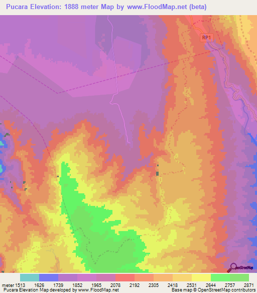 Pucara,Argentina Elevation Map