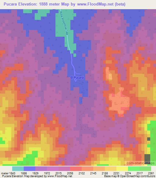 Pucara,Argentina Elevation Map