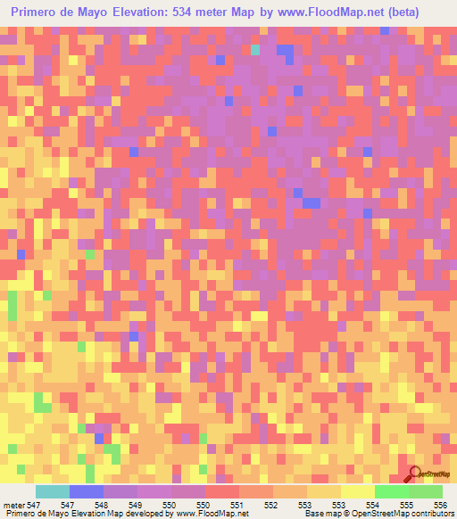 Primero de Mayo,Argentina Elevation Map