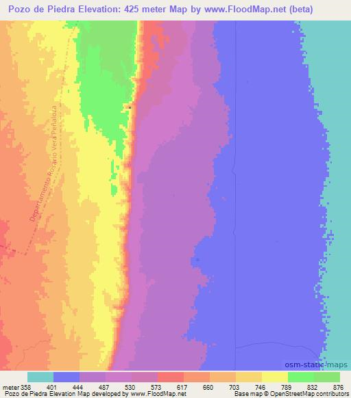 Pozo de Piedra,Argentina Elevation Map