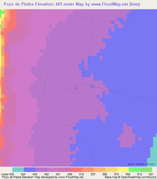 Pozo de Piedra,Argentina Elevation Map