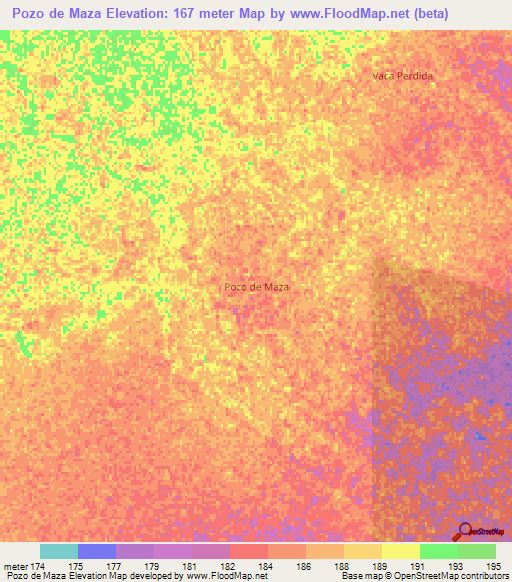 Pozo de Maza,Argentina Elevation Map