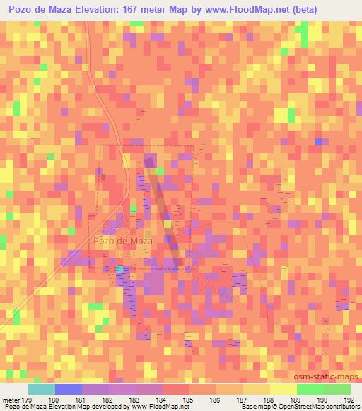 Pozo de Maza,Argentina Elevation Map