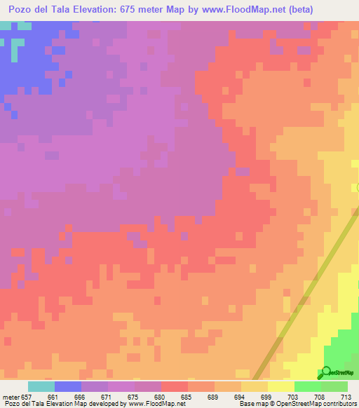 Pozo del Tala,Argentina Elevation Map