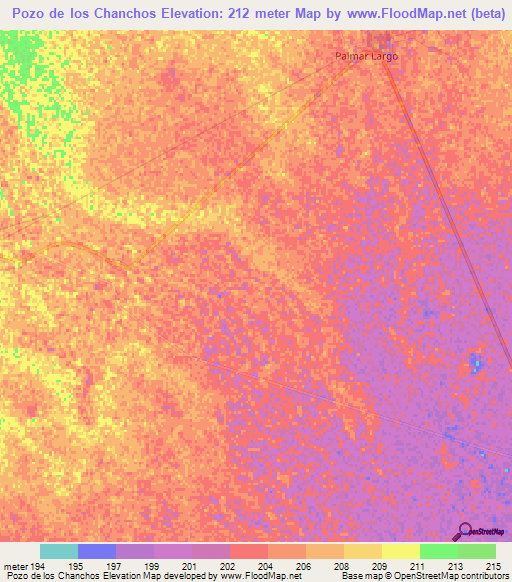 Pozo de los Chanchos,Argentina Elevation Map
