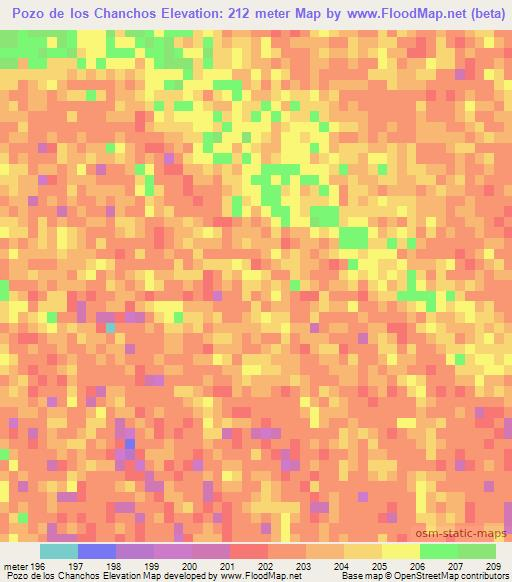 Pozo de los Chanchos,Argentina Elevation Map