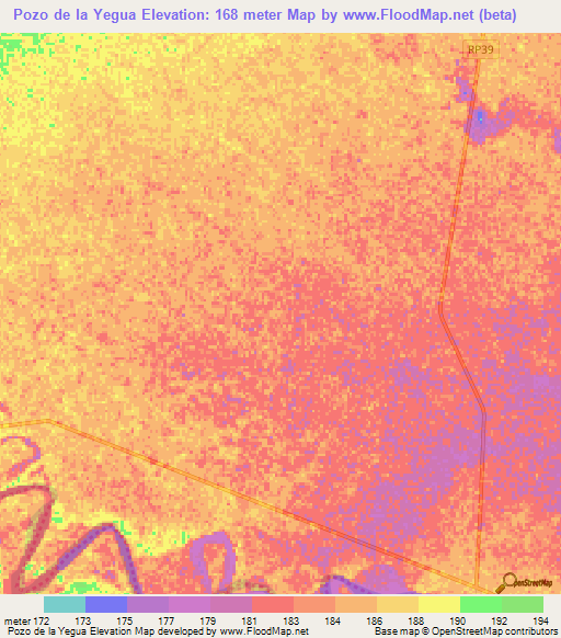 Pozo de la Yegua,Argentina Elevation Map