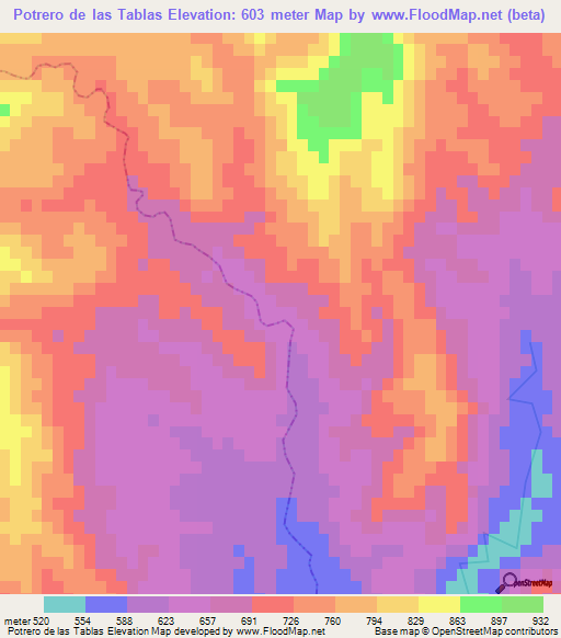 Potrero de las Tablas,Argentina Elevation Map