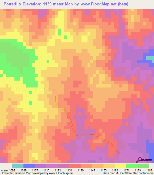Potrerillo,Argentina Elevation Map