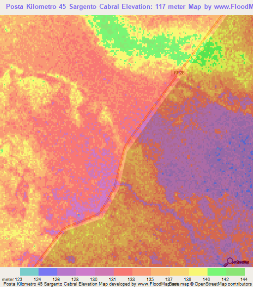 Posta Kilometro 45 Sargento Cabral,Argentina Elevation Map