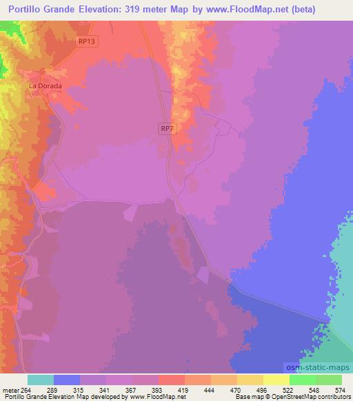 Portillo Grande,Argentina Elevation Map