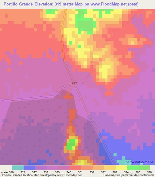 Portillo Grande,Argentina Elevation Map