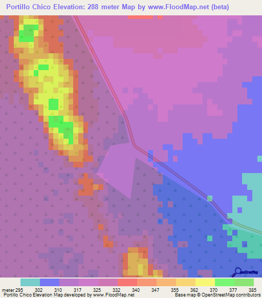 Portillo Chico,Argentina Elevation Map