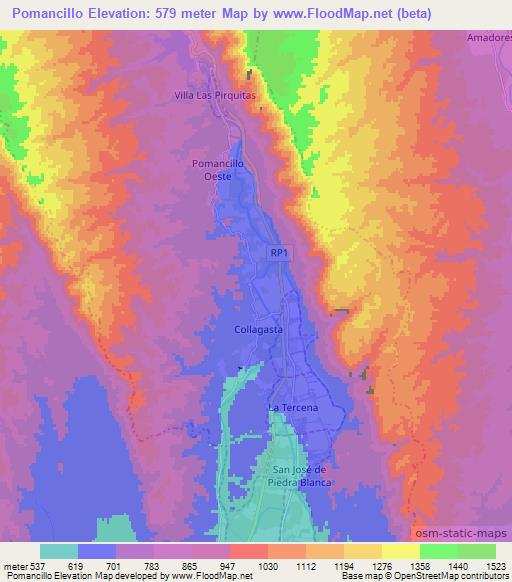 Pomancillo,Argentina Elevation Map