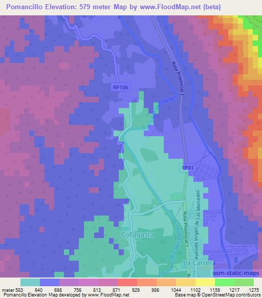Pomancillo,Argentina Elevation Map