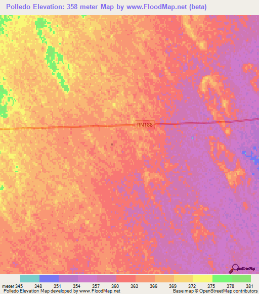 Polledo,Argentina Elevation Map