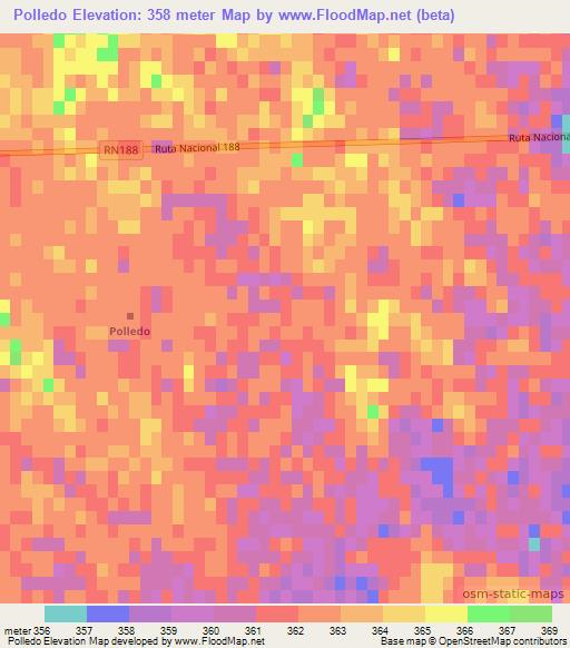 Polledo,Argentina Elevation Map