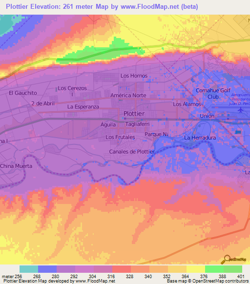 Plottier,Argentina Elevation Map