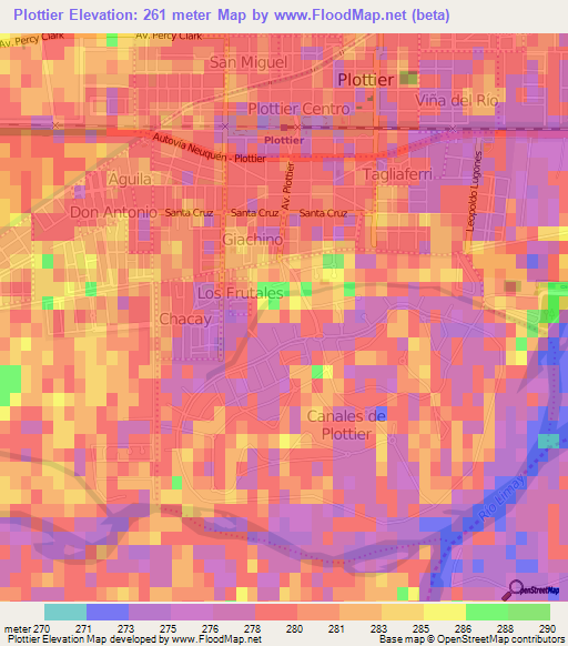 Plottier,Argentina Elevation Map