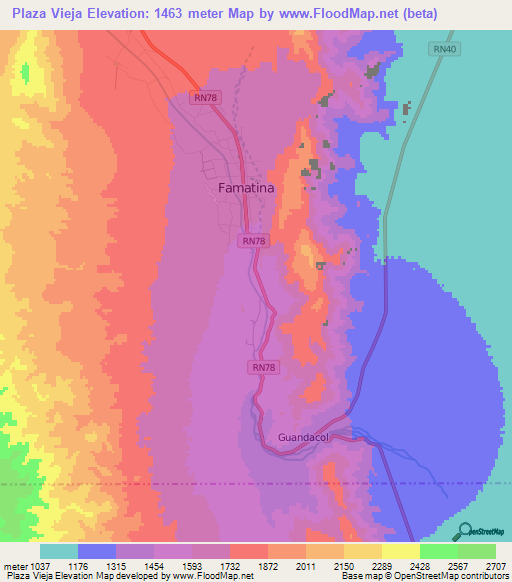 Plaza Vieja,Argentina Elevation Map