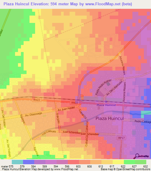 Plaza Huincul,Argentina Elevation Map