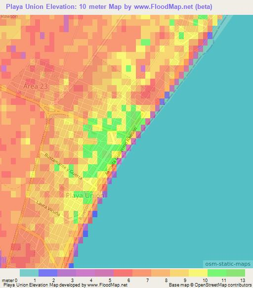 Playa Union,Argentina Elevation Map