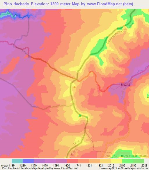Pino Hachado,Argentina Elevation Map
