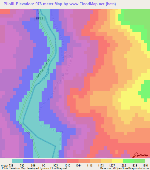Pilolil,Argentina Elevation Map