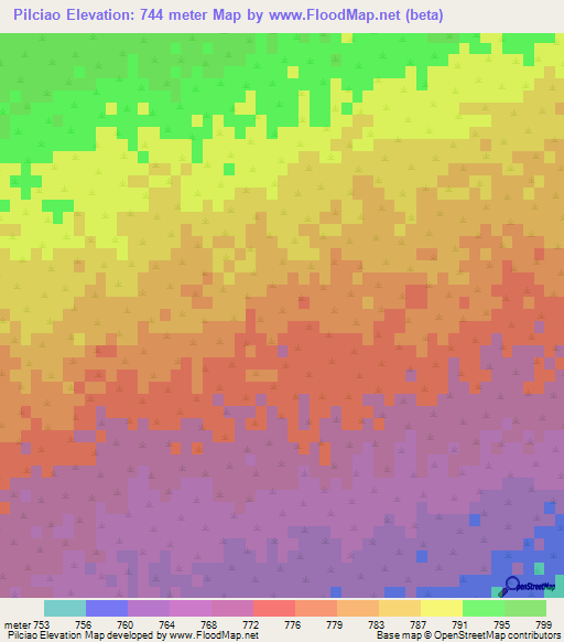Pilciao,Argentina Elevation Map