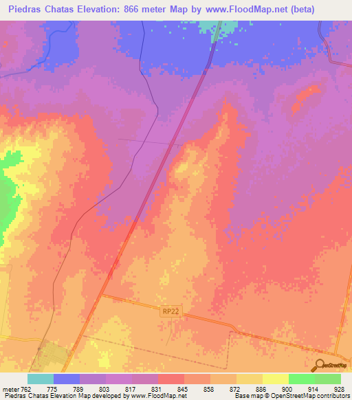 Piedras Chatas,Argentina Elevation Map