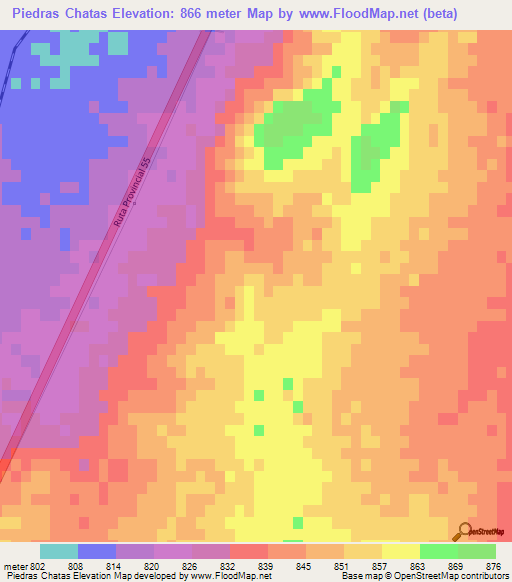 Piedras Chatas,Argentina Elevation Map