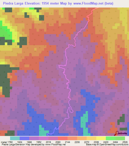 Piedra Larga,Argentina Elevation Map