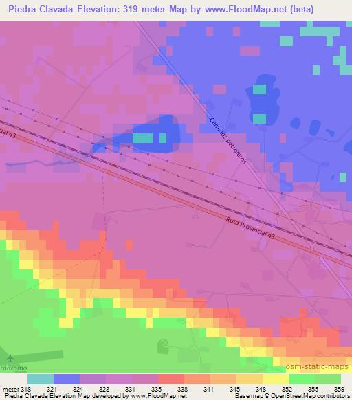 Piedra Clavada,Argentina Elevation Map