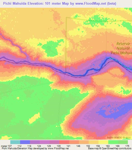 Pichi Mahuida,Argentina Elevation Map