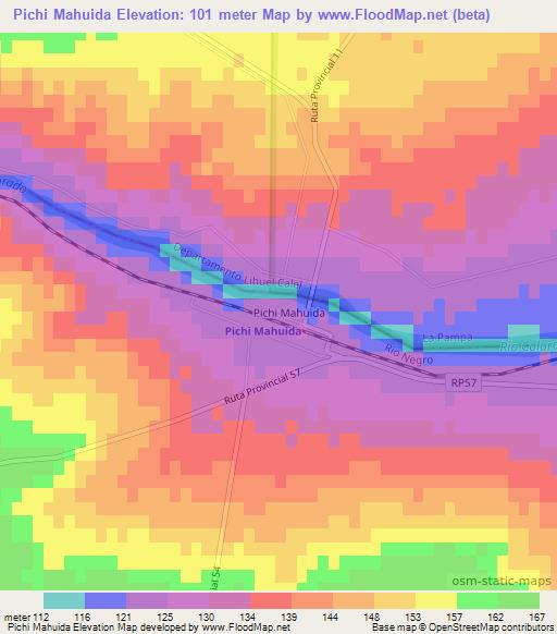Pichi Mahuida,Argentina Elevation Map