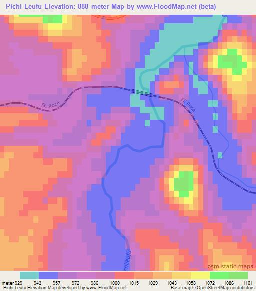 Pichi Leufu,Argentina Elevation Map