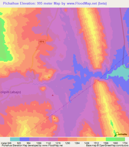 Pichaihue,Argentina Elevation Map