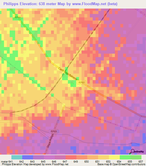 Philipps,Argentina Elevation Map