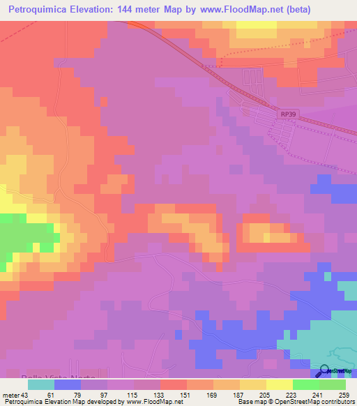Petroquimica,Argentina Elevation Map