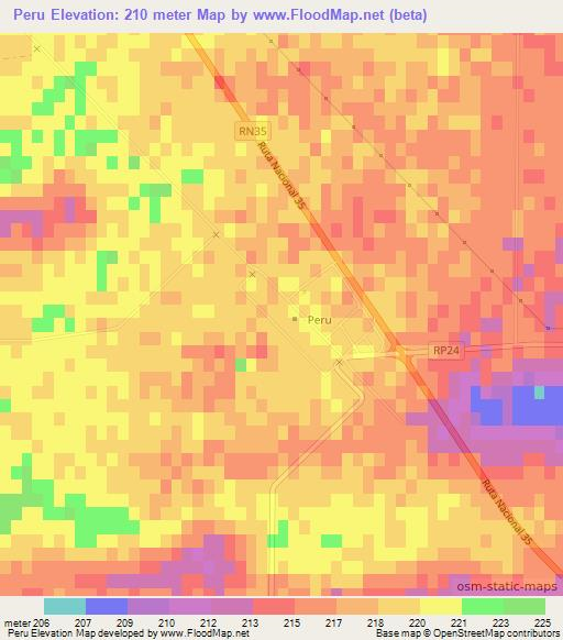 Peru,Argentina Elevation Map
