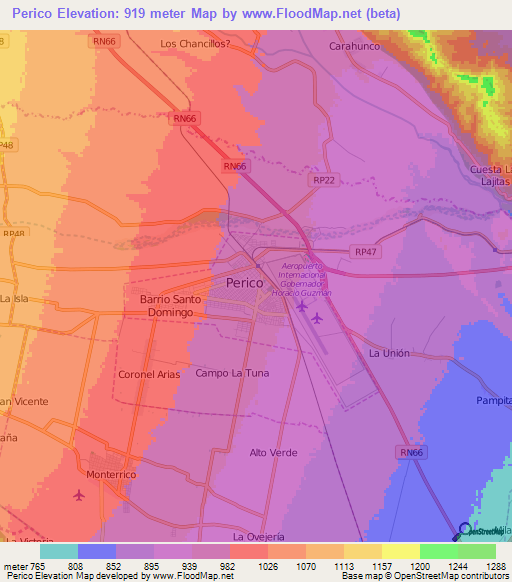 Perico,Argentina Elevation Map