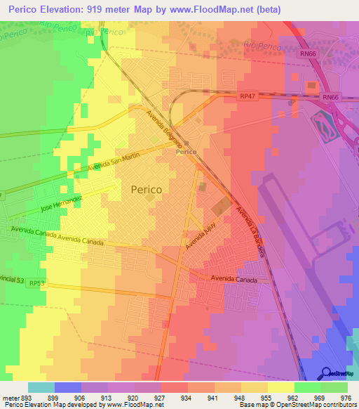 Perico,Argentina Elevation Map