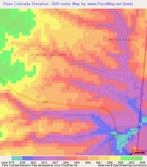 Pena Colorada,Argentina Elevation Map