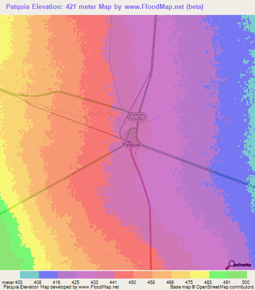 Patquia,Argentina Elevation Map