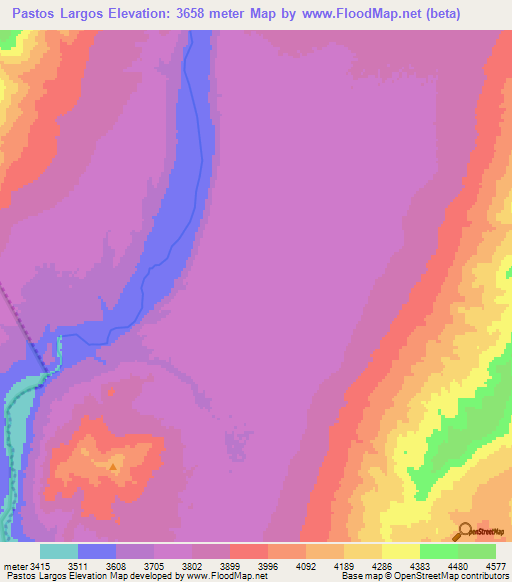 Pastos Largos,Argentina Elevation Map
