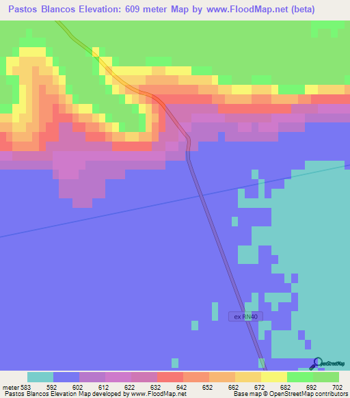 Pastos Blancos,Argentina Elevation Map