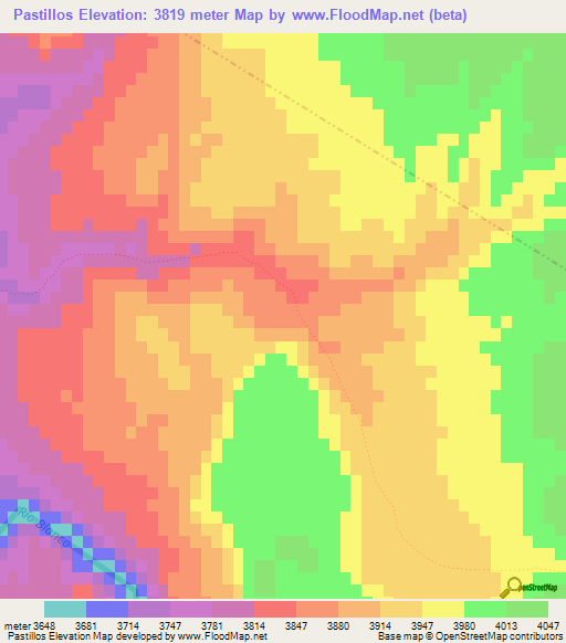 Pastillos,Argentina Elevation Map