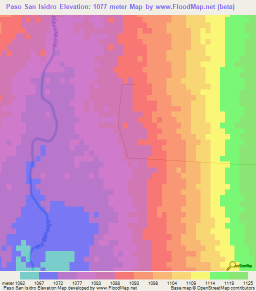 Paso San Isidro,Argentina Elevation Map