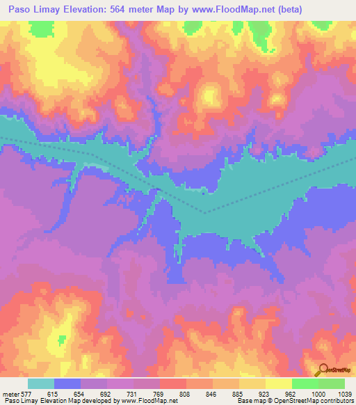 Paso Limay,Argentina Elevation Map