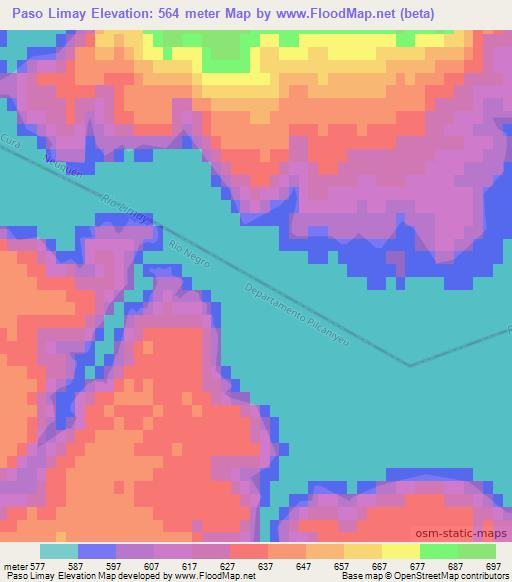Paso Limay,Argentina Elevation Map